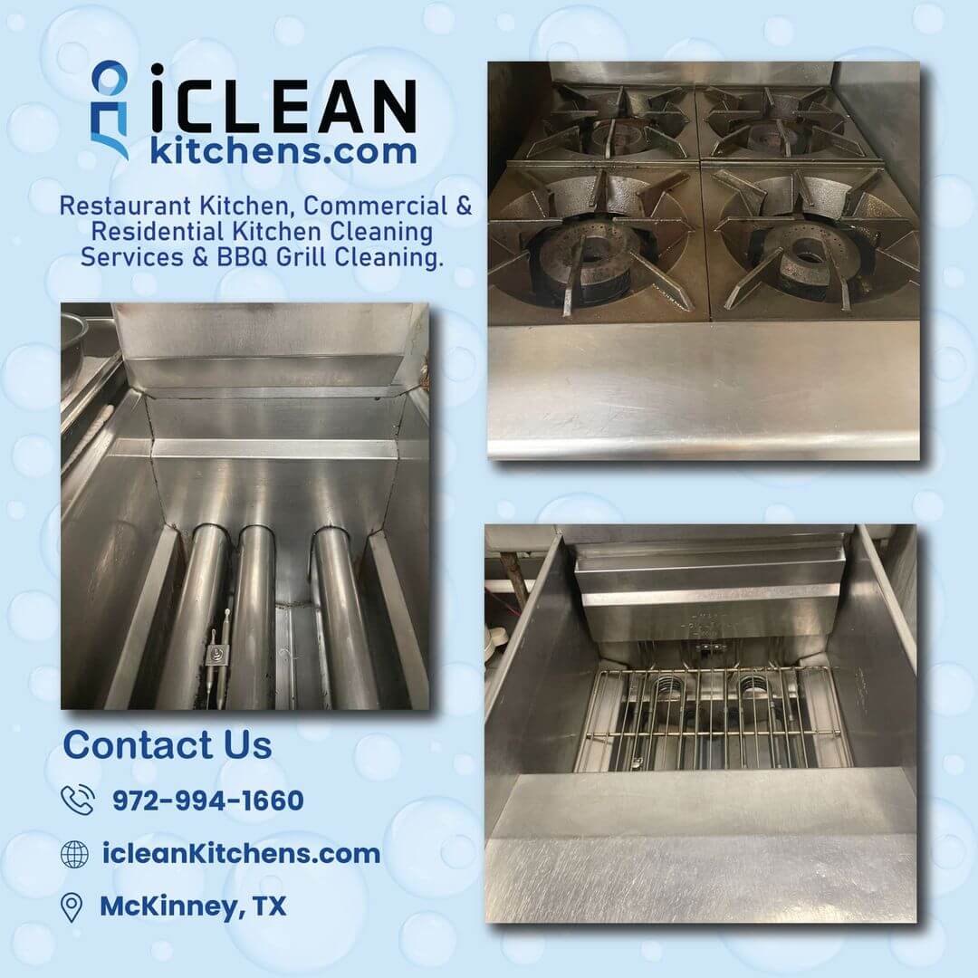 kitchen deep cleaning services fryer, oven and burner